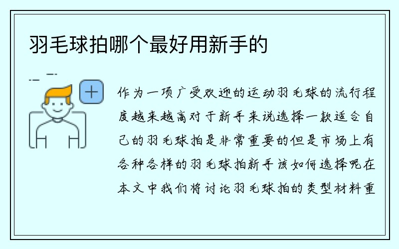 羽毛球拍哪个最好用新手的