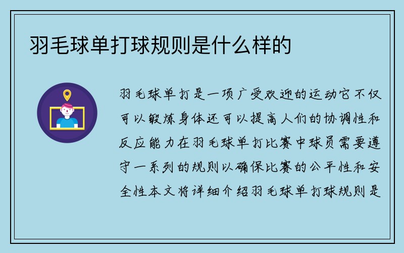 羽毛球单打球规则是什么样的